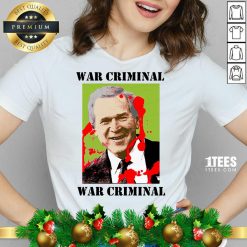 Maradona Protesting A Visit By George Bush War Criminal V-neck- Design By 1Tees.com