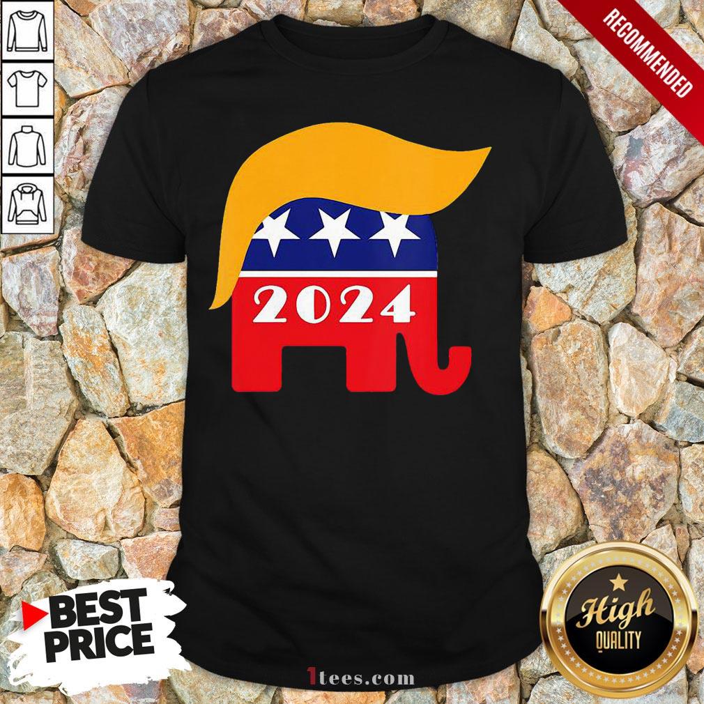 Official President Trump 2024 Republican Elephant Hair Logo V-neck - Design By T-shirtbear.com