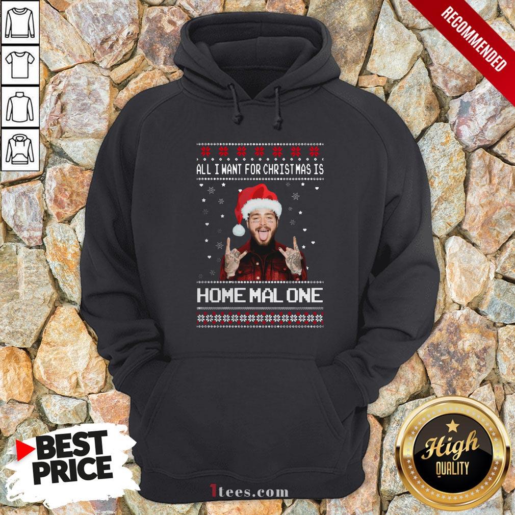 Original Post Malone All I Want For Christmas Is Home Malone Ugly Christmas Hoodie - Design By T-shirtbear.com