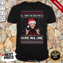 Original Post Malone All I Want For Christmas Is Home Malone Ugly Christmas V-neck - Design By T-shirtbear.com