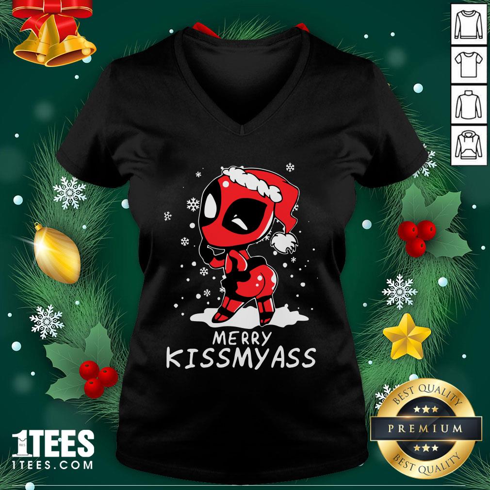 Pro Santa Deadpool Merry Kiss My Ass Christmas V-neck - Design By 1tee.com