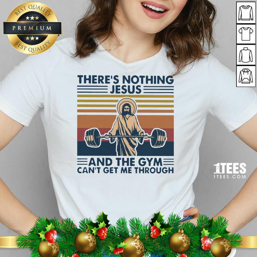 There’s Nothing Jesus And The Gym Can’t Getme Through Vintage V-neck- Design By 1tees.com