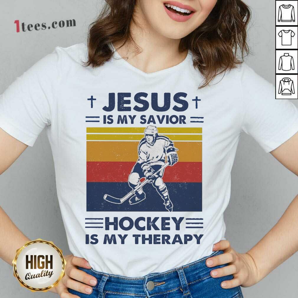 Jesus Is My Savior Harness Racing Is My Therapy Vintage V-neck- Design By 1tees.com