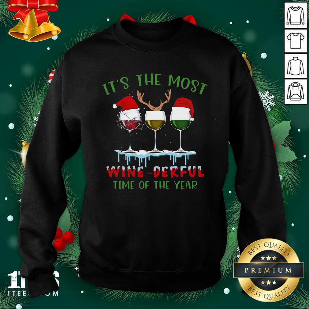 Its The Most Wine Derful Time Of The Year Merry Christmas Light Sweatshirt- Design By 1Tees.com