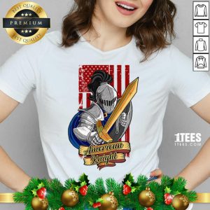 Knights Lover American Knight With Sword And Flag V-neck- Design By 1tees.com