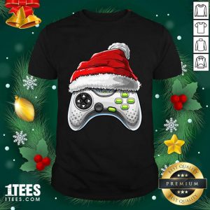 Video Game Controller Santa Hat Christmas Shirt- Design By 1Tees.com
