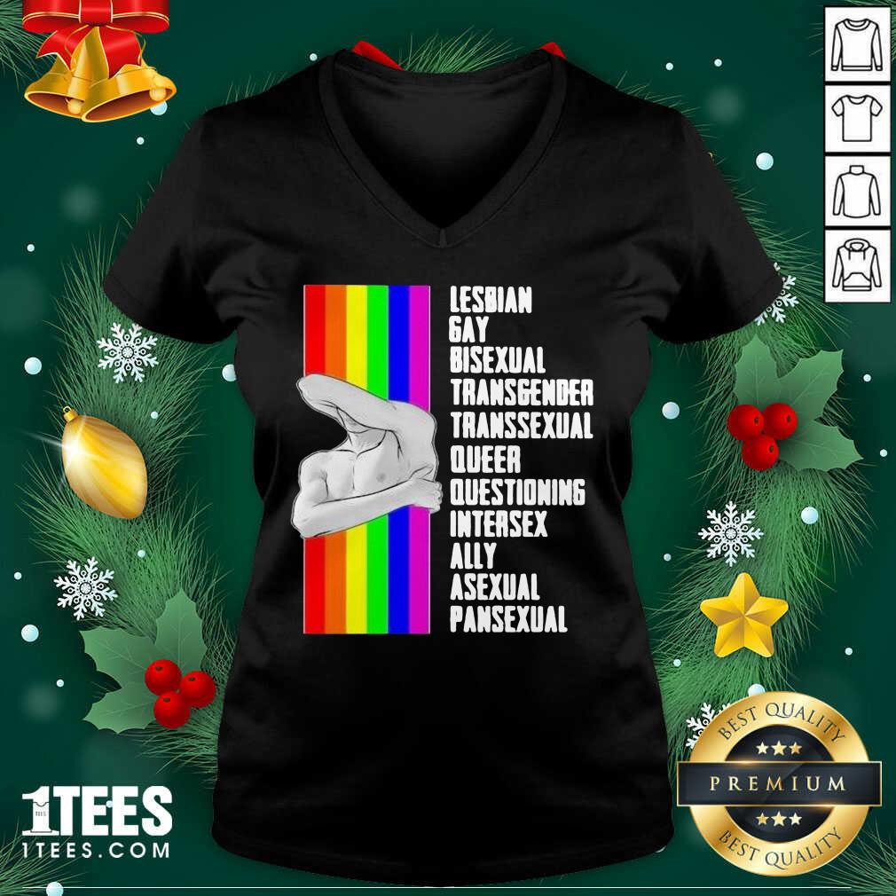 Lesbian Gay Bisexual Transgender Transsexual Queer Questioning Intersex Ally Asexual Pansexual LGBT V-neck- Design By 1tees.com