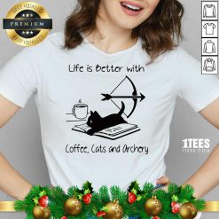 Life Is Better With Coffee Cats And Archery V-neck- Design By 1tees.com