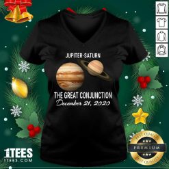 Jupiter Saturn The Great Conjunction December 21 2020 V-neck- Design By 1tees.com