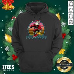 Retro Sunset 80s Christmas Skateboarding Santa Funny Christmas Hoodie- Design By 1tees.com