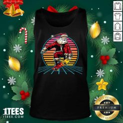 Retro Sunset 80s Christmas Skateboarding Santa Funny Christmas Tank Top- Design By 1tees.com