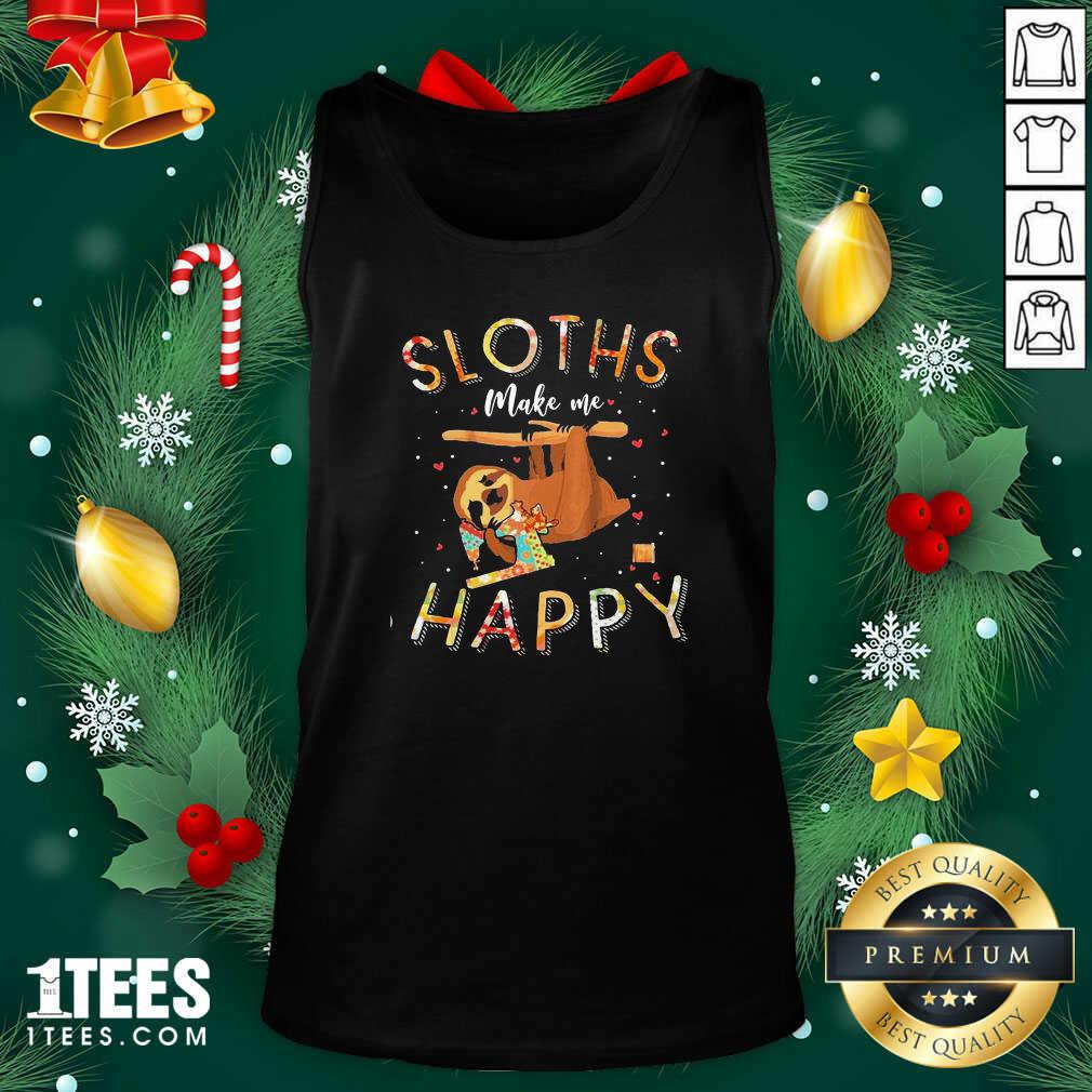 Sloths Make Me Happy Sewing Tank Top- Design By 1Tees.com