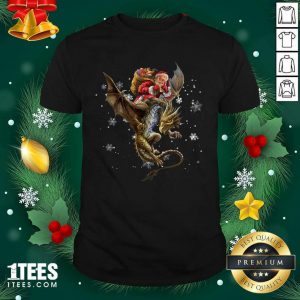 Santa Claus Riding Dragon Christmas Shirt- Design By 1Tees.com