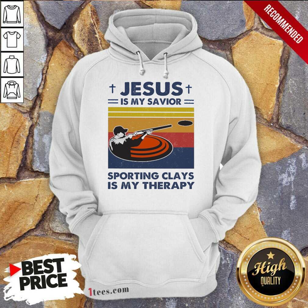 Jesus Is My Savior Sporting Clays Is My Therapy Vintage Hoodie- Design By 1Tees.com