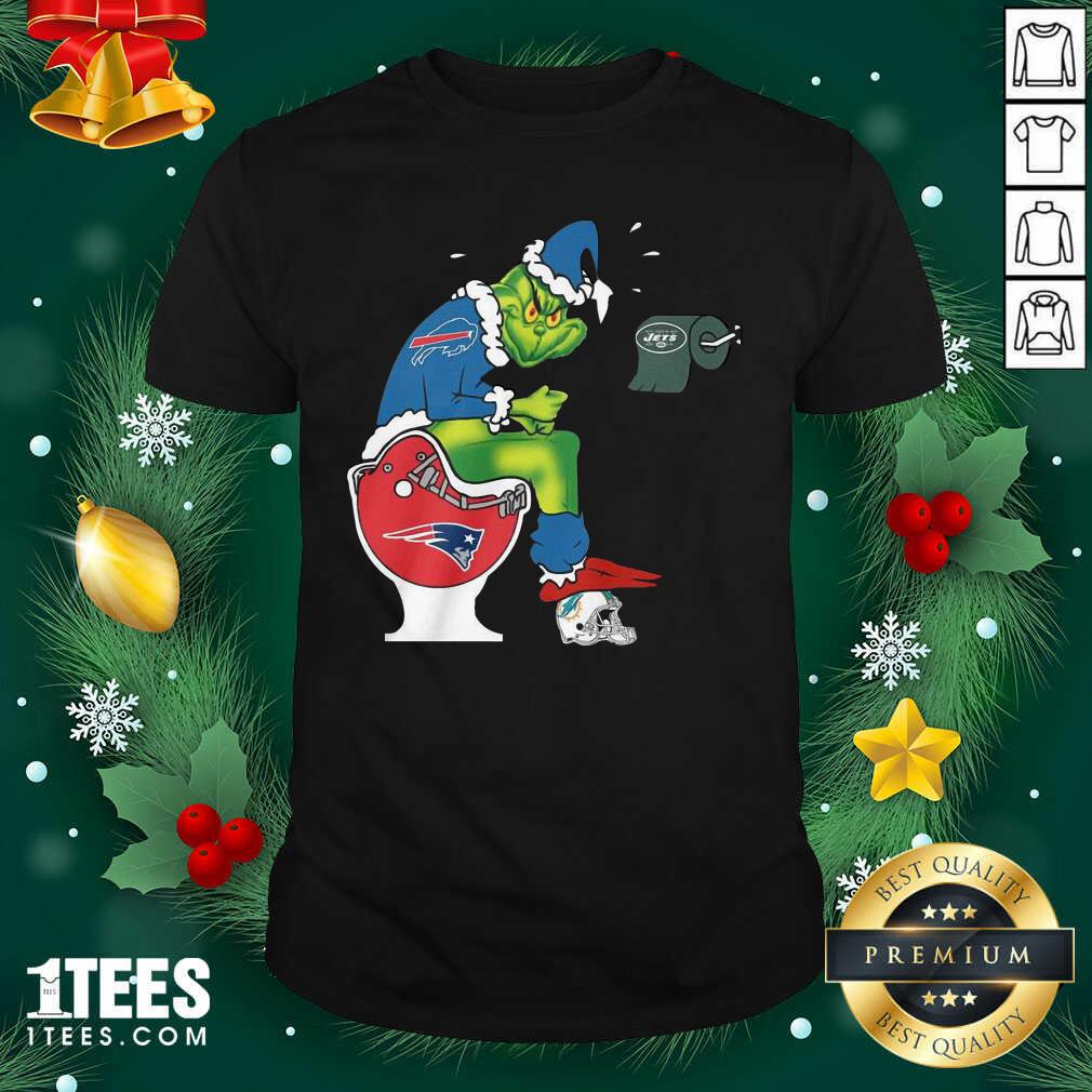 The Grinch New York Jets Shit On Toilet New England Patriots And Other Teams Christmas Shirt- Design By 1tees.com