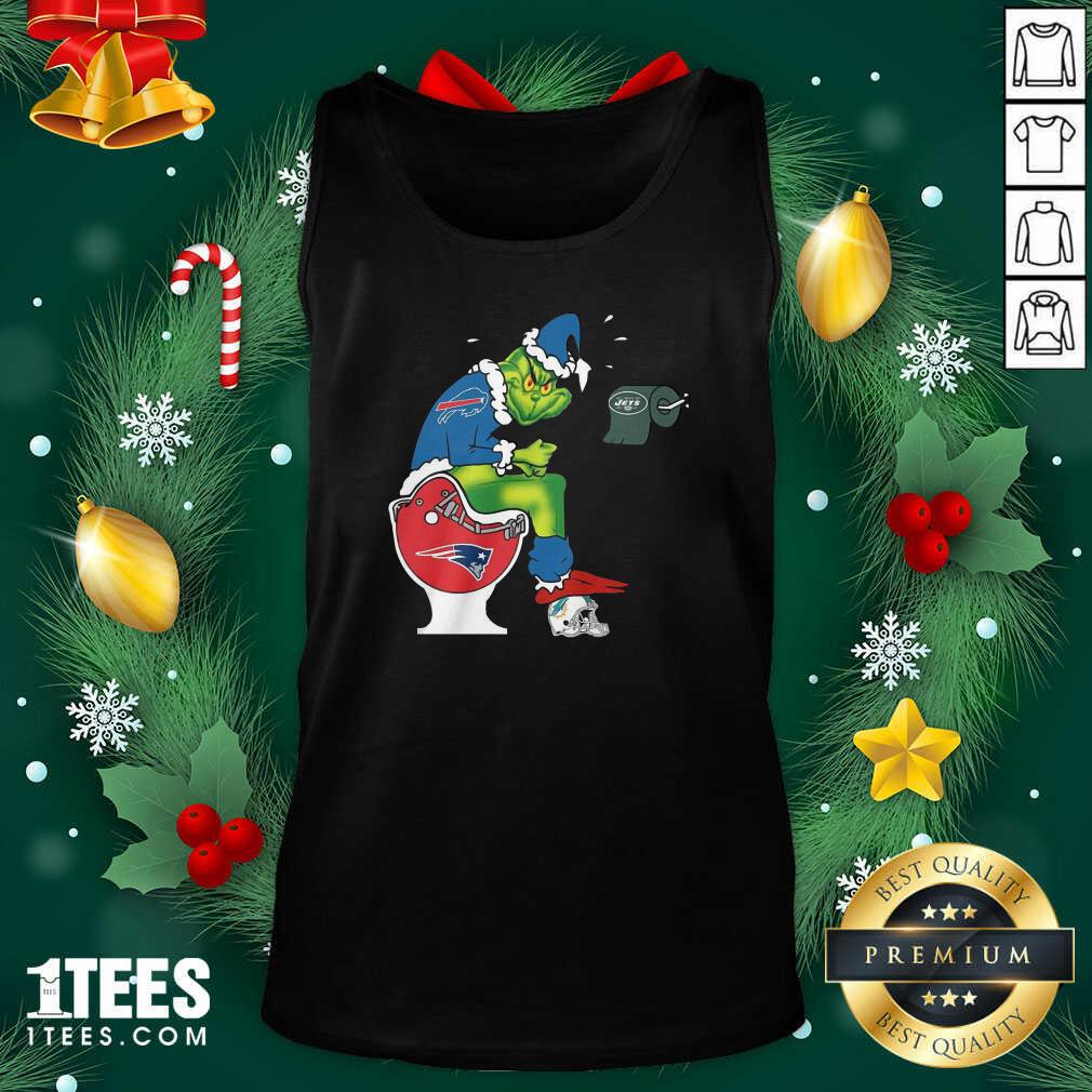 The Grinch New York Jets Shit On Toilet New England Patriots And Other Teams Christmas Tank Top- Design By 1tees.com