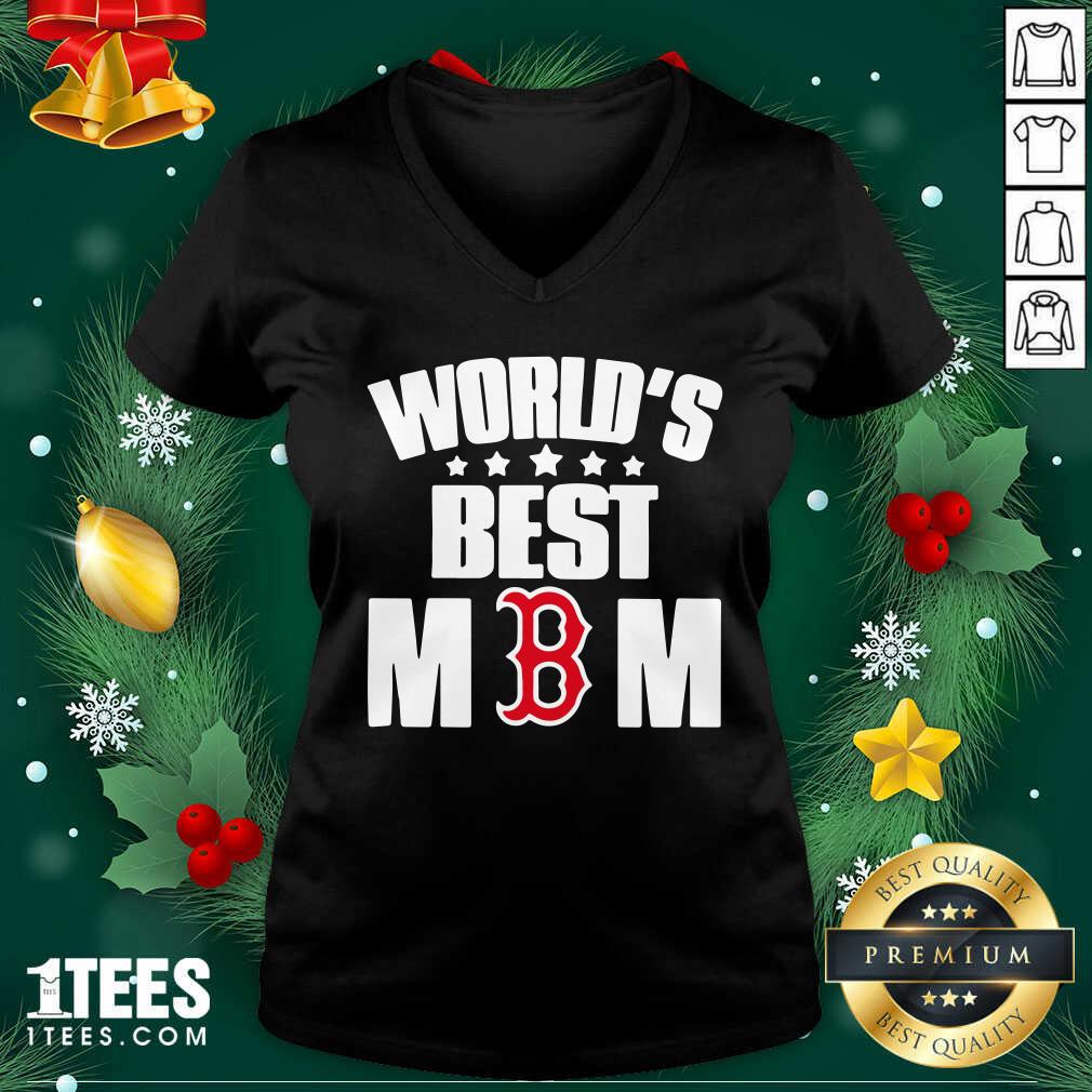 World’s Best Boston Red Sox Mom V-neck- Design By 1Tees.com