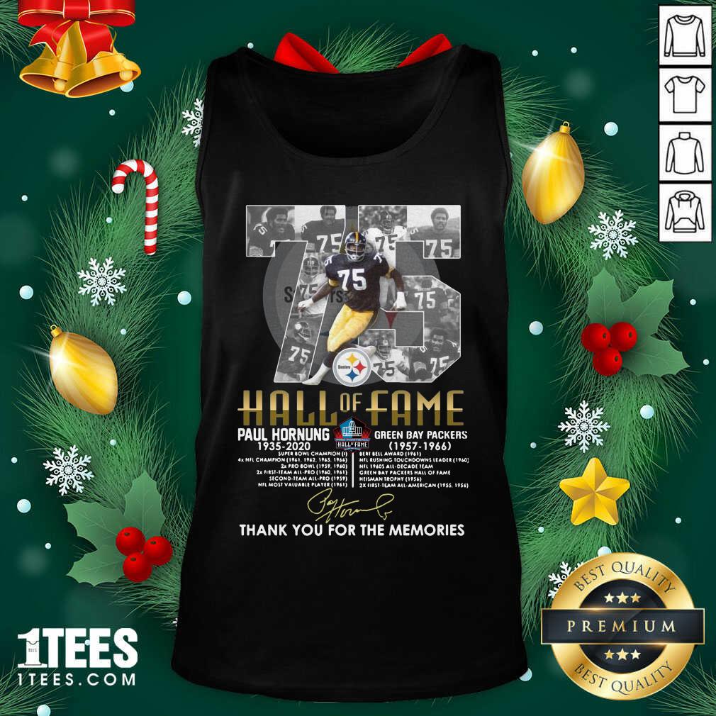 75 Paul Hornung 1935 2020 Hall Of Fame Thank You For The Memories Signature Tank Top- Design By 1Tees.com