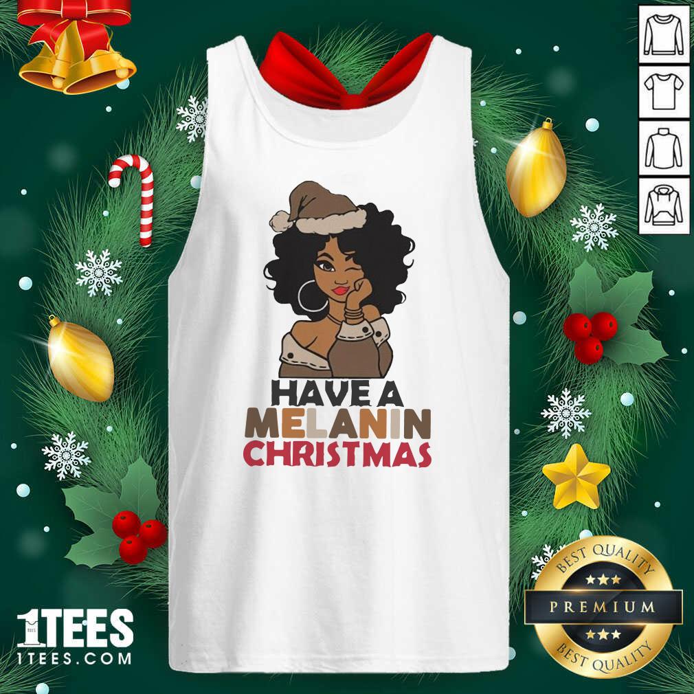 Black Girl hat Santa Have A Melanin Merry Christmas Tank Top- Design By 1tees.com