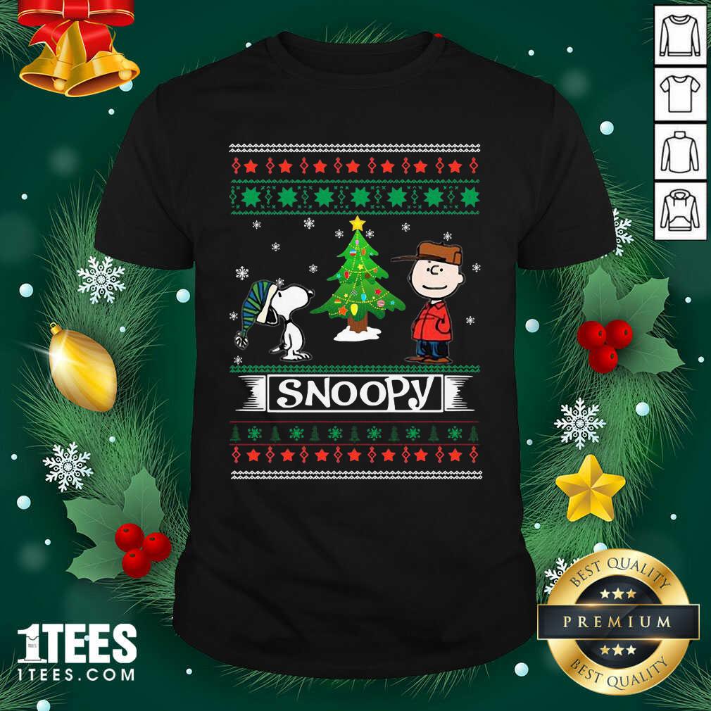 The Peanuts Charlie Brown And Snoopy Ugly Merry Christmas Tree Shirt-Design By 1Tees.com