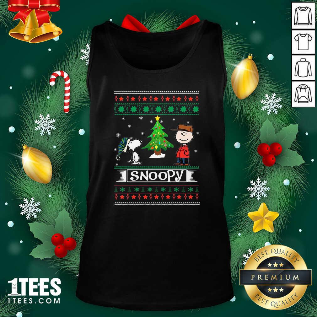 The Peanuts Charlie Brown And Snoopy Ugly Merry Christmas Tree Tank Top- Design By 1Tees.com