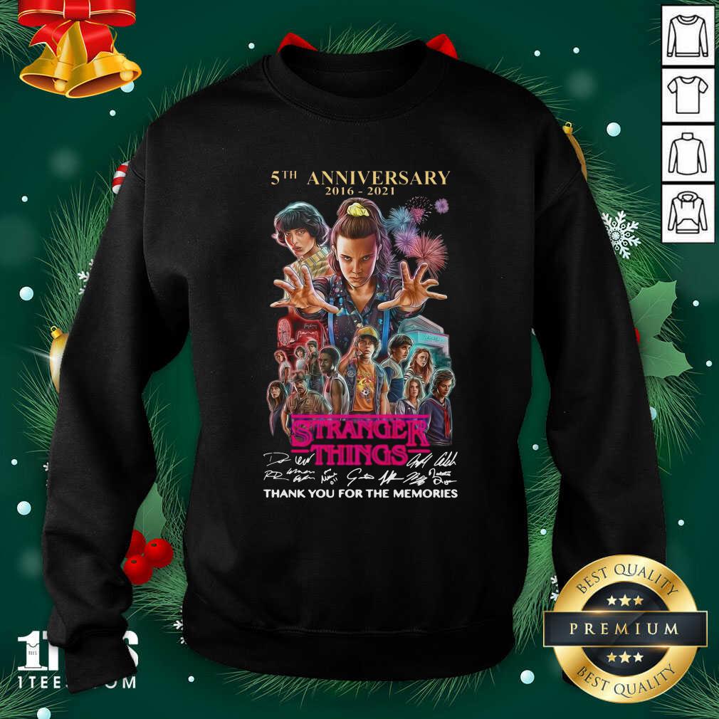 Stranger Things 5th Anniversary Signatures Thank You For The Memories Sweatshirt- Design By 1Tees.com