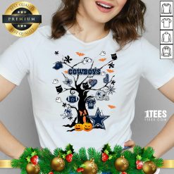 Dallas Cowboys And Ghost On Tree V-neck- Design By 1Tees.com