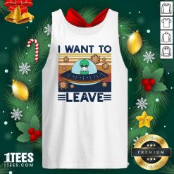 UFO Alien Face Mask I Want To Leave Vintage Retro Tank Top- Design By 1Tees.com