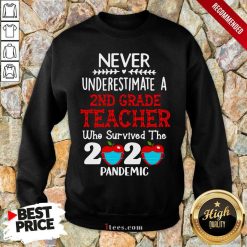 Never Underestimate A 2nd Grade Teacher Who Survived The 2020 Pandemic Sweatshirt- Design By 1Tees.com