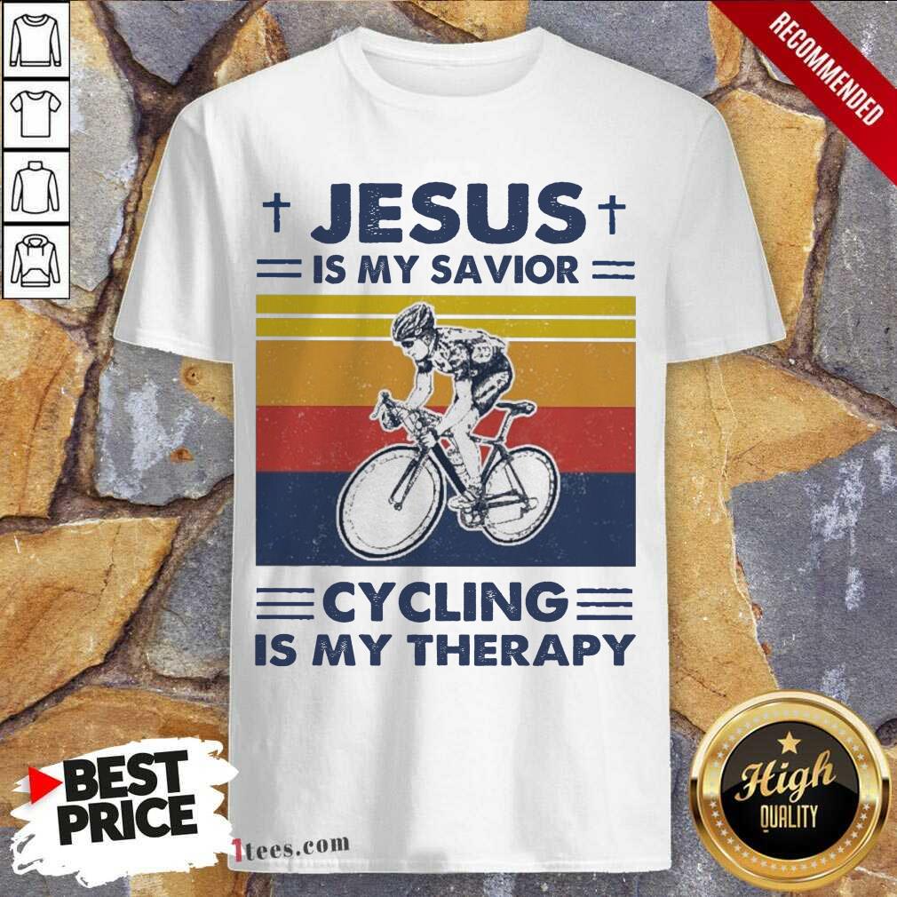 Jesus Is My Savior Cycling Is My Therapy Vintage Shirt- Design By 1Tees.com