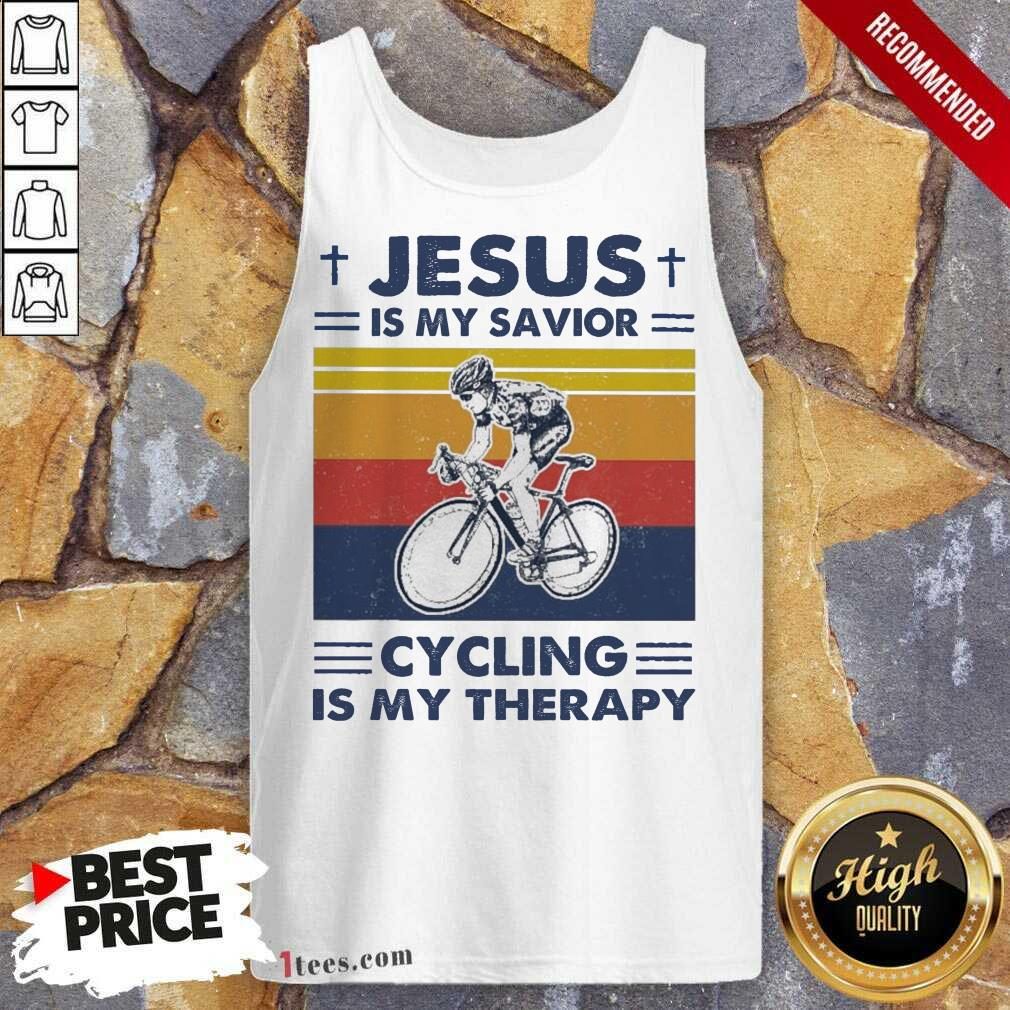 Jesus Is My Savior Cycling Is My Therapy Vintage Tank Top - Design By 1Tees.com