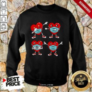 =Happy Quarantine Valentines Day Dance Dabbing Heart Mask Gifts Girls Kids Graphic Sweatshirt- Design By 1Tees.com