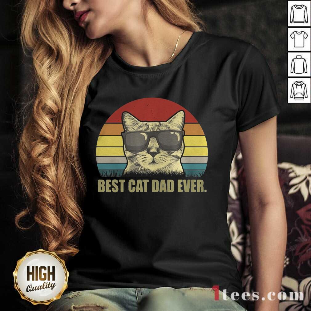 Best Cat Dad Ever Sunset V-neck- Design By 1Tees.com