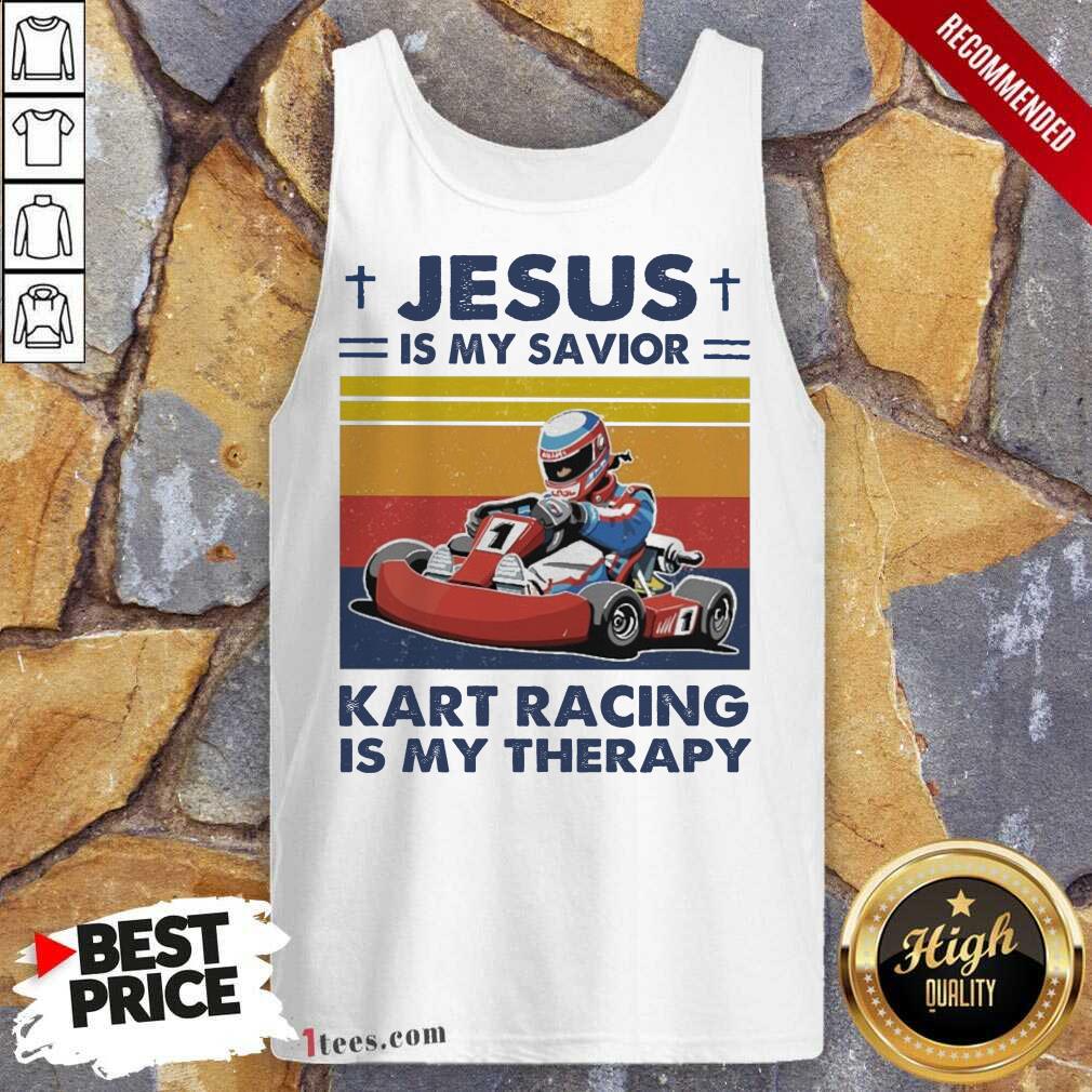 Jesus Is My Savior Kart Racing Is My Therapy Vintage Tank Top- Design By 1tees.com