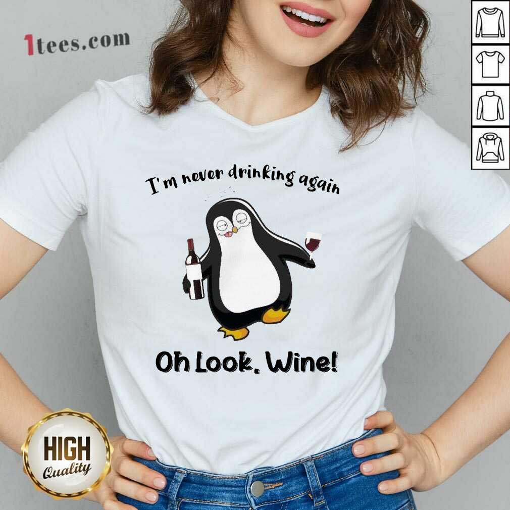 Hot Penguins Drinking Again Look Wine 2 V-neck
