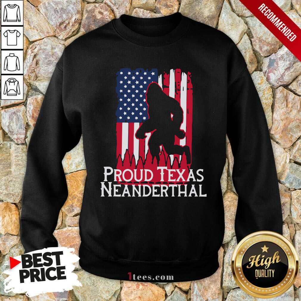 Bigfoot Proud Texas Neanderthal American Flag Sweatshirt