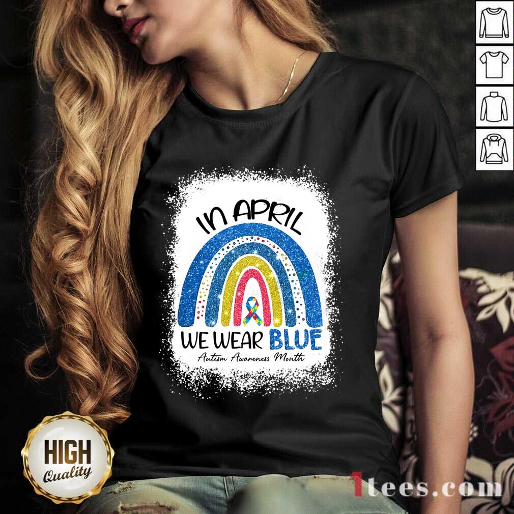 Relaxed In April We Wear Blue Rainbow V-neck