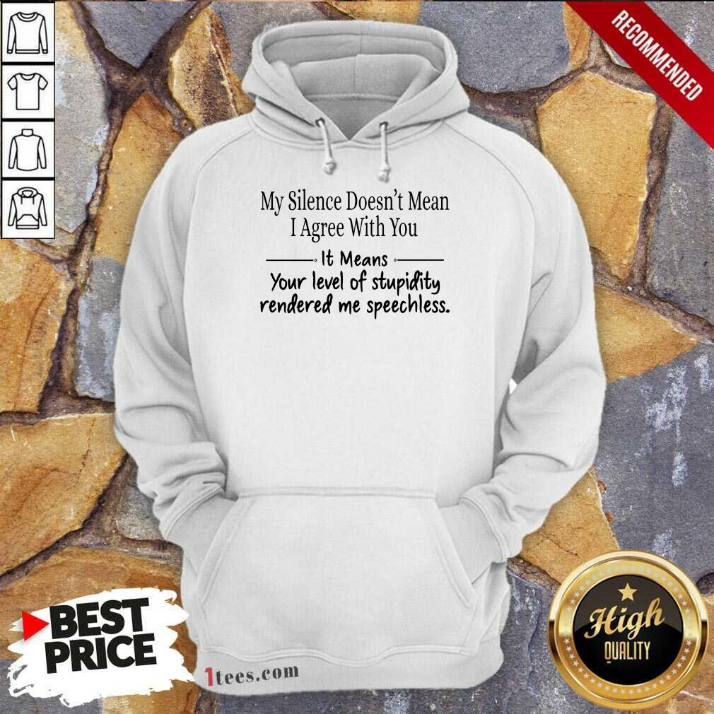 Nice My Silence Doesnt Mean I Agree With You It Means You Level Of Stupidity Rendered Me Speechless Hoodie