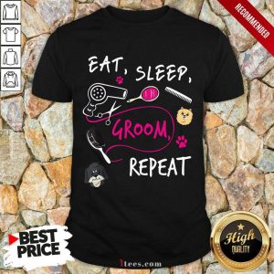 Cute Dog Eat Sleep Groom Repeat Shirt