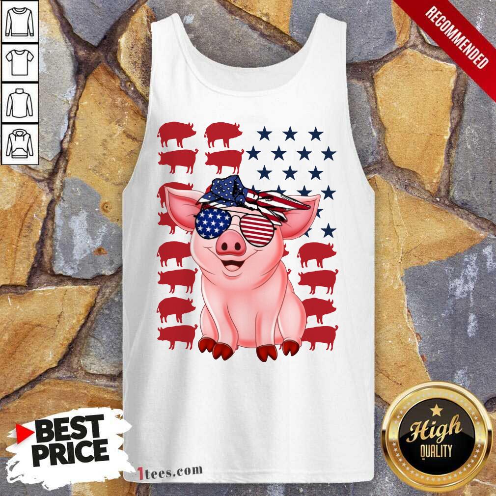 Pig American Flag Independence Day Tank Top