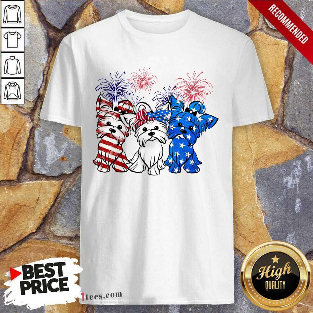 Yorkshire Terrier American Flag And Firework Shirt