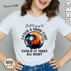 Catch A Good Time Fishing Vintage V-neck