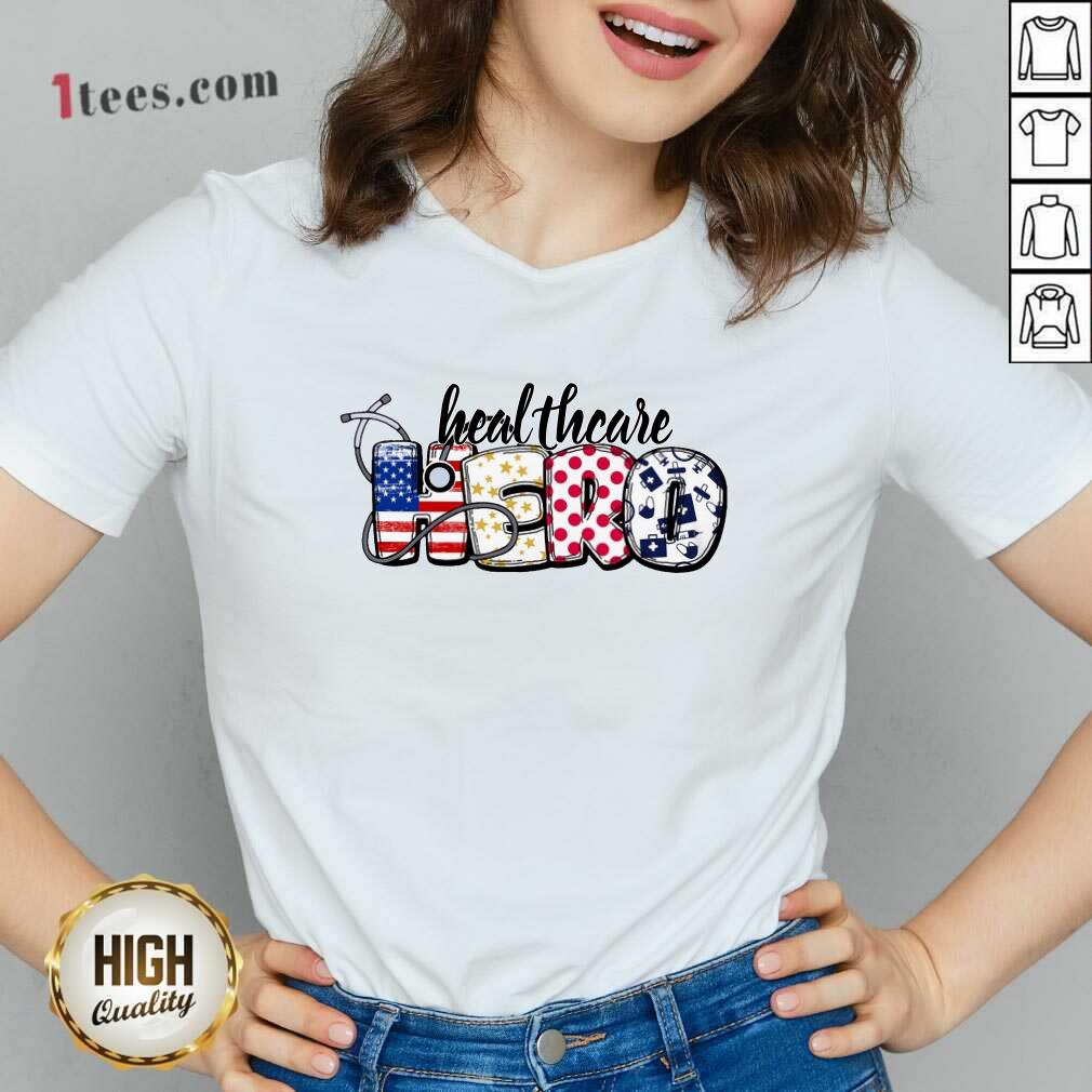 Healthcare Hero Shirt For Nurse Doctor Medical American Flag V-neck