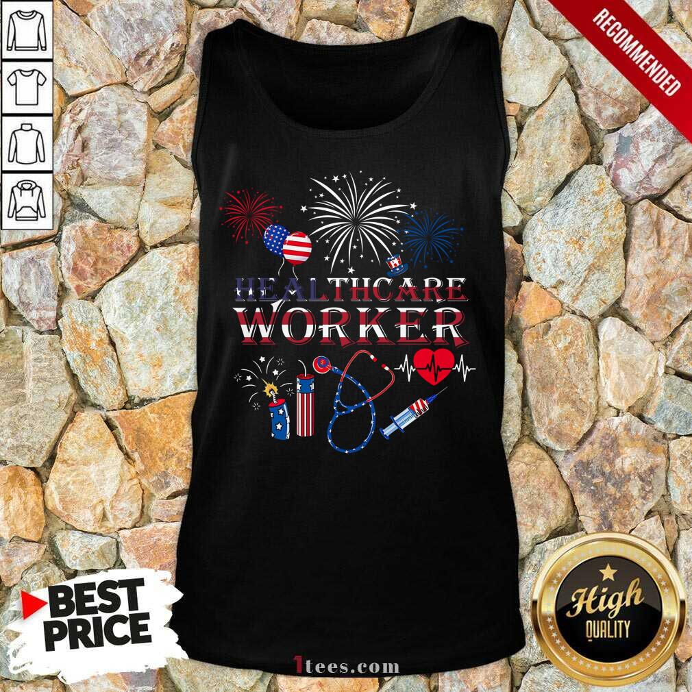 Healthcare Worker 4th Of July USA Flag Tank Top