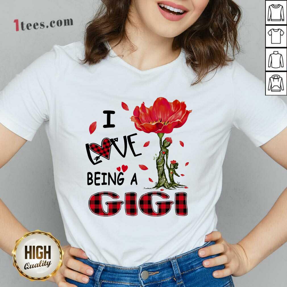 I Love Being A Gigi Red Flower V-neck