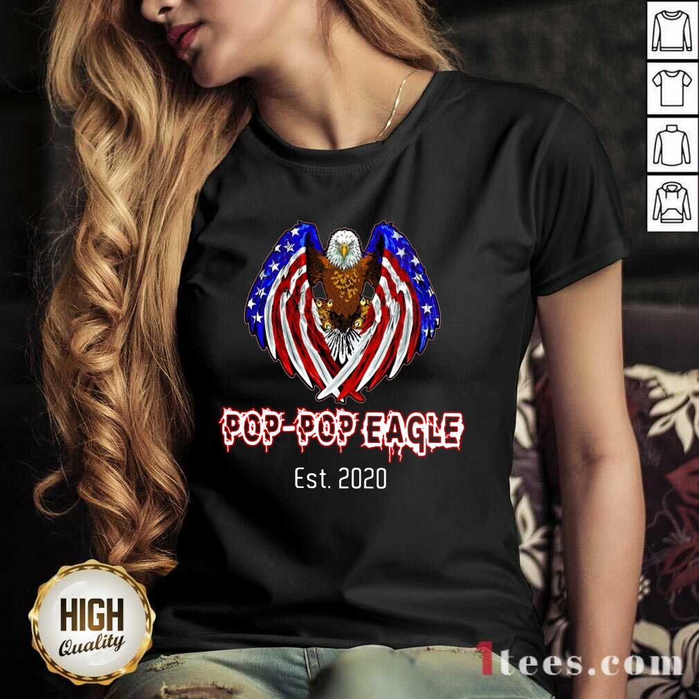 Pop-Pop Eagle American Flag Est 2020 V-neck