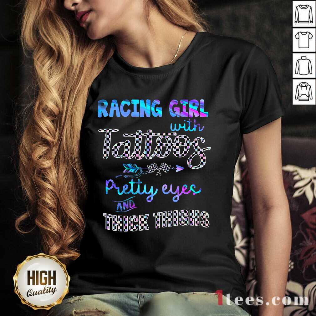 Racing Girl With Tattoos Pretty Eyes V-neck
