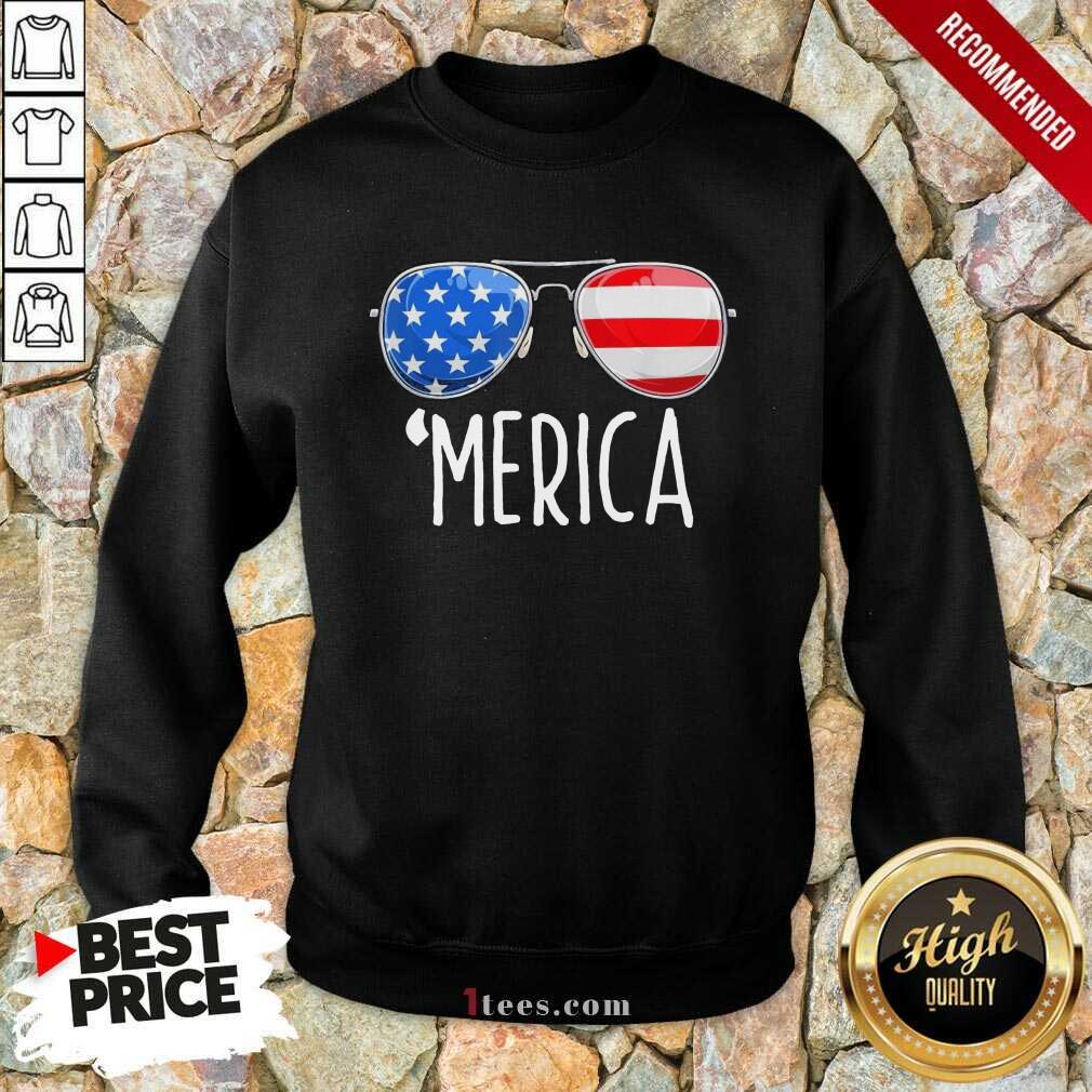 4th of July Merica Sunglasses All America USA Flag Sweatshirt