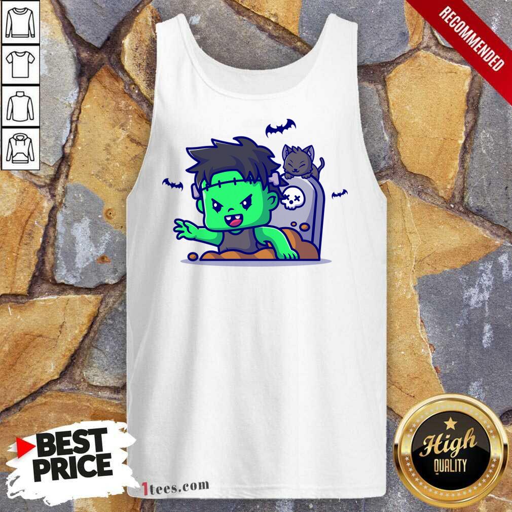 Cute Zombie Frankenstein From The Grave Cartoon Tank Top