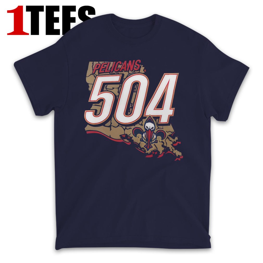 Navy New Orleans Pelicans Full Court Press Vintage Tee T-Shirt - Front